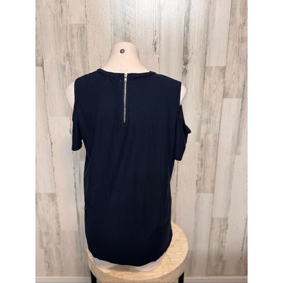 Glitz Navy Cold Shoulder Cutout Short Sleeve Top – Size 2X - Picture 5 of 8